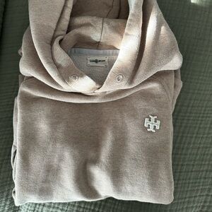 Tory Sport Beige Embroidered Logo Sweatshirt Hoodie